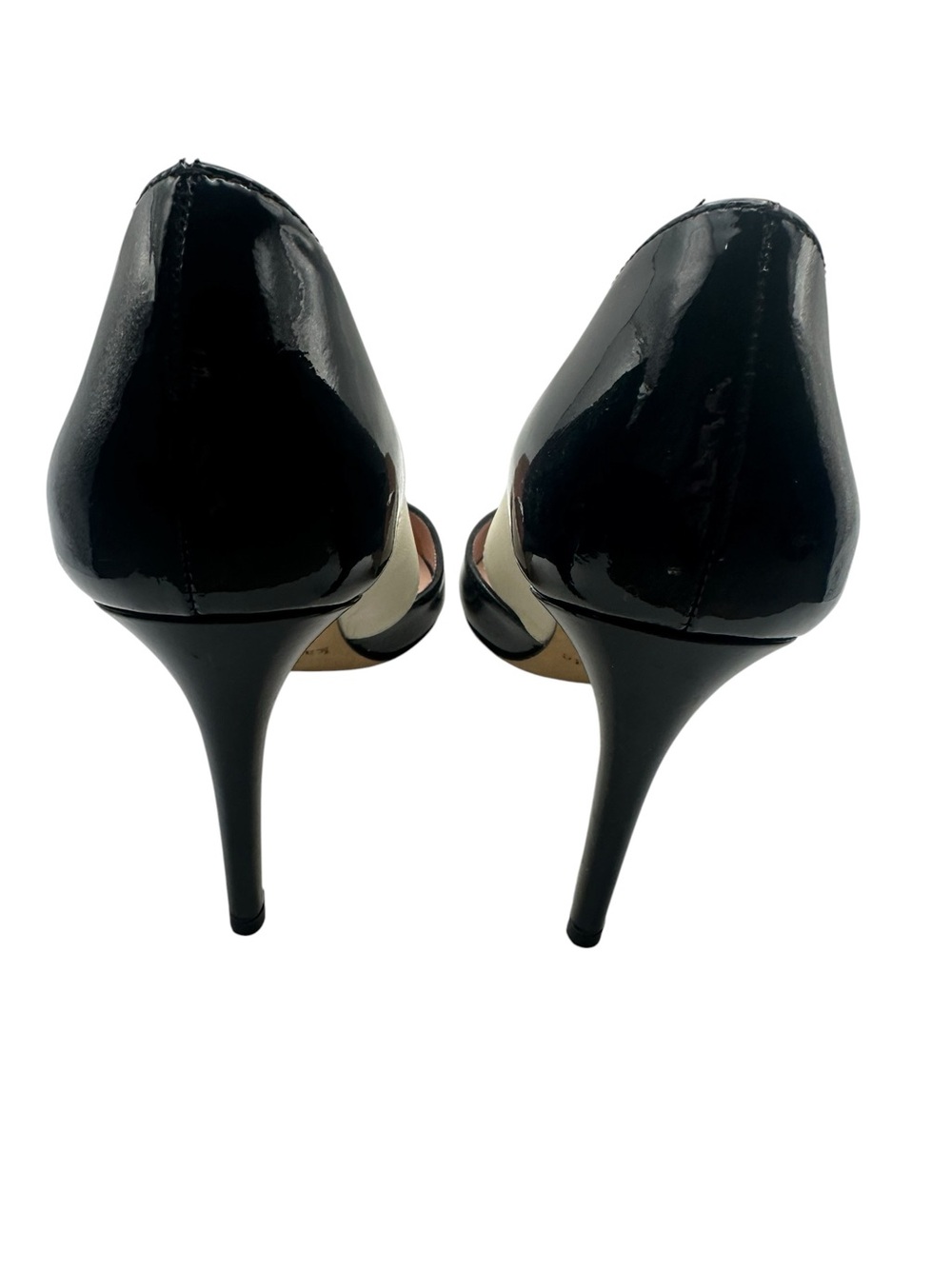 kate spade Black Patent Pointed-Toe Pumps with Cream Strap - Picture 4 of 5